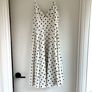 Lulu’s Black and White Polka Dot Midi Swing dress